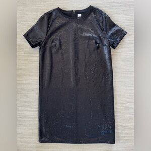 Gap‎ Sequin Tee black shift short sleeve mini dress back zip closure women 6 NWT